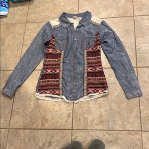 Gimmicks patterned flannel denim shirt